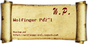 Wolfinger Pál névjegykártya